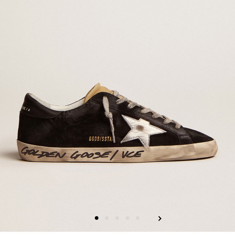 Men's Golden Goose- Super-Star in black suede with silver laminated leather star